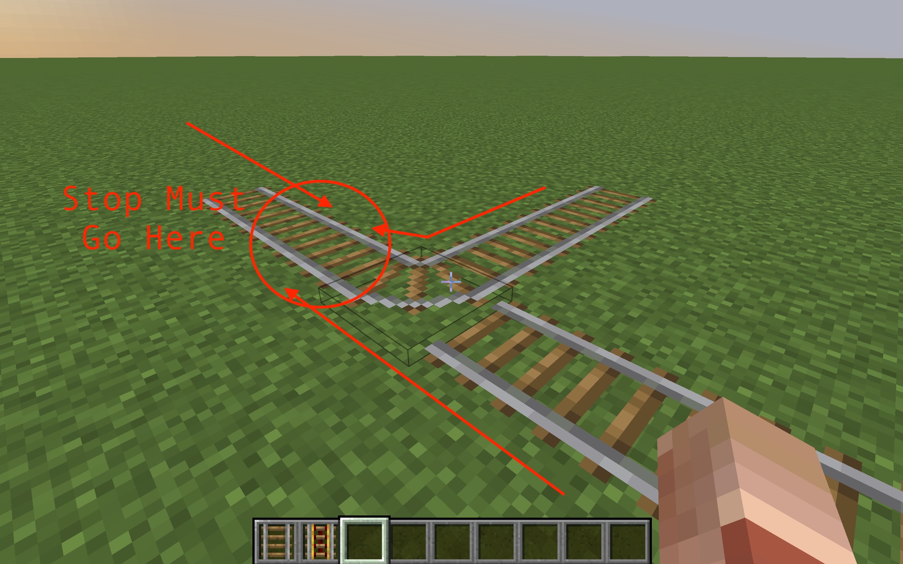 How to determine where the stop should be in the Minecraft Railroad Switch