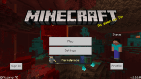 The Minecraft Markeplace on the menu