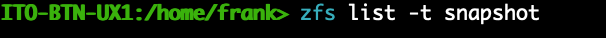 How to list zfs snapshots
