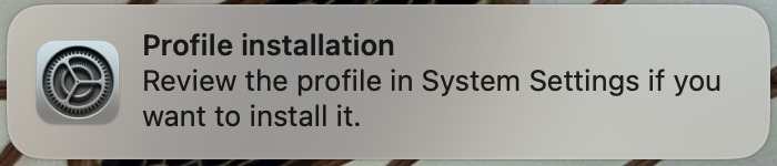 Notification to install DoT profile