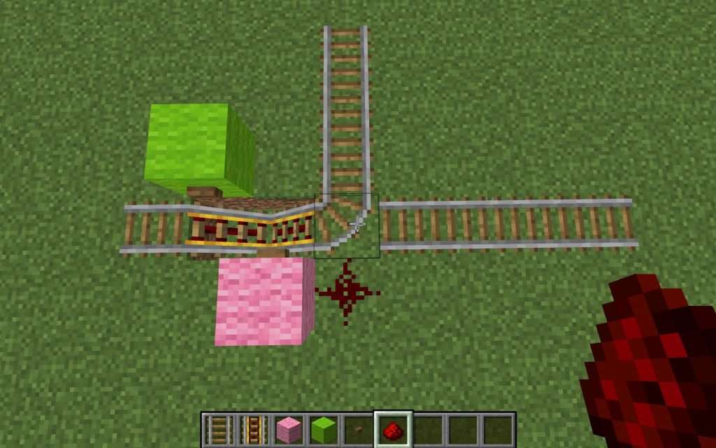 Bird's Eye View of Minecraft Railroad Switch